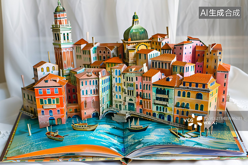 【AI数字艺术】立体海岛书立体书素材图片素材