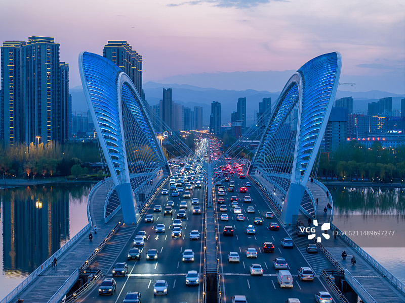 太原南中环桥夜景图片素材