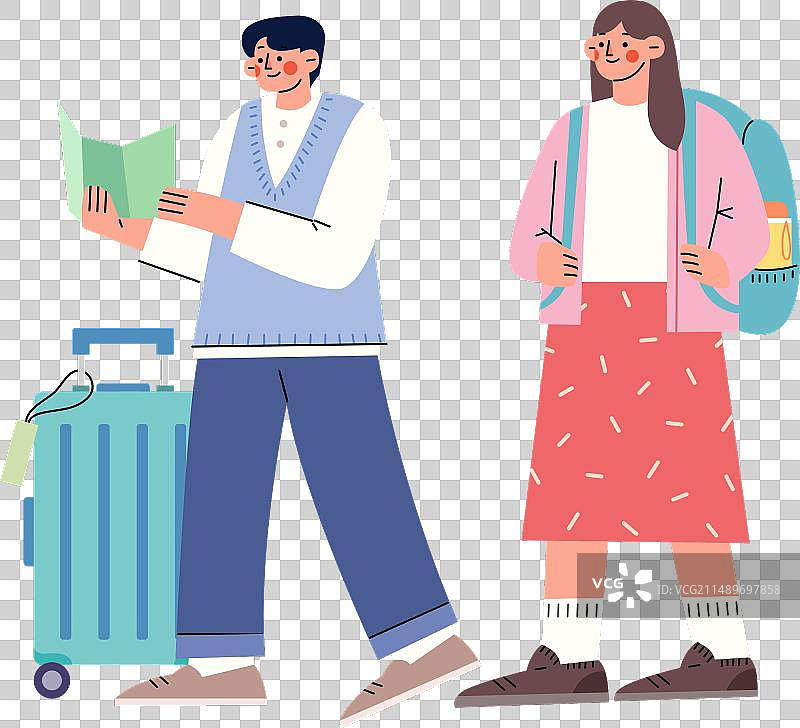 卡通可爱出游旅游露营登山爱好者人物插画图片素材