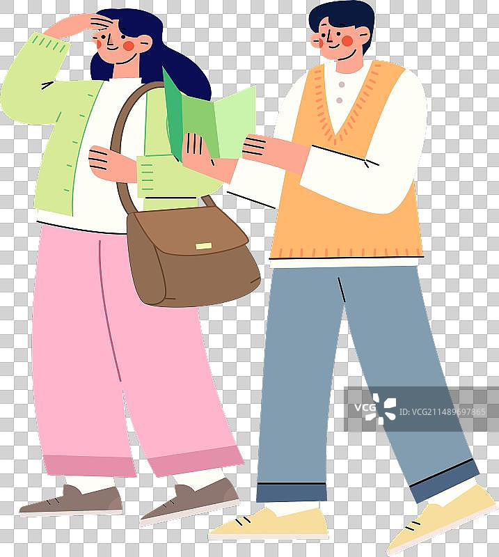 卡通可爱出游旅游露营登山爱好者人物插画图片素材