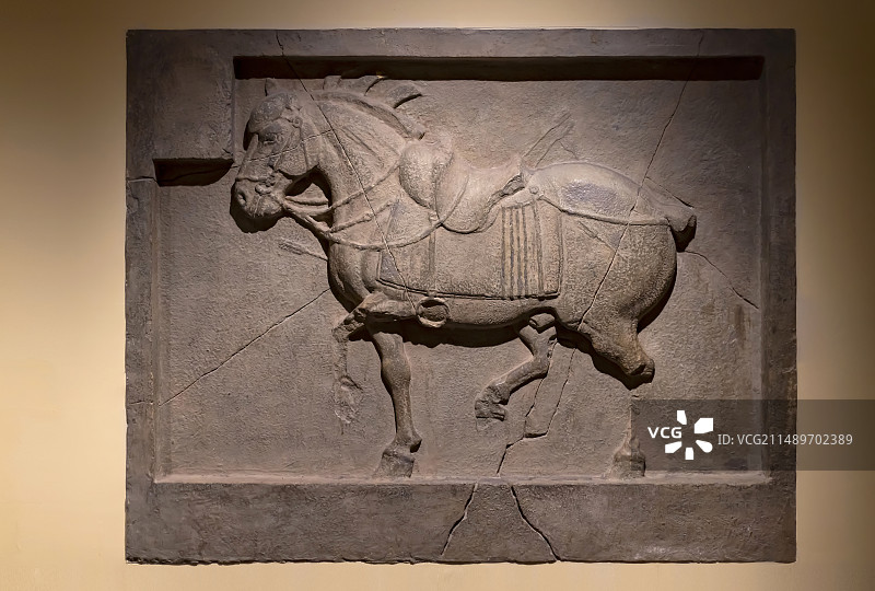 拳毛騧 昭陵六骏石刻 唐朝 陕西礼泉县东北 中国国家博物馆图片素材