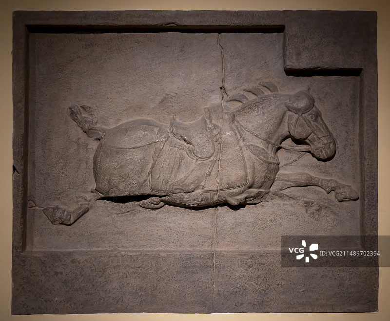 青骓 昭陵六骏石刻 唐朝 陕西礼泉县东北 中国国家博物馆图片素材