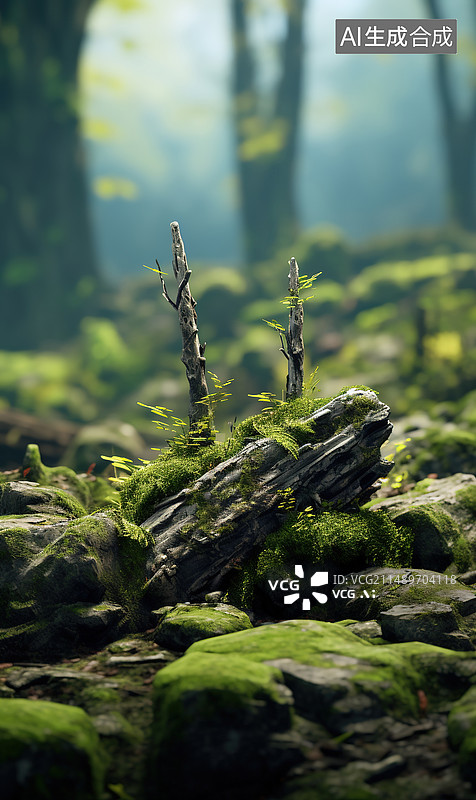 【AI数字艺术】AI生成的插图森林苔藓图片素材