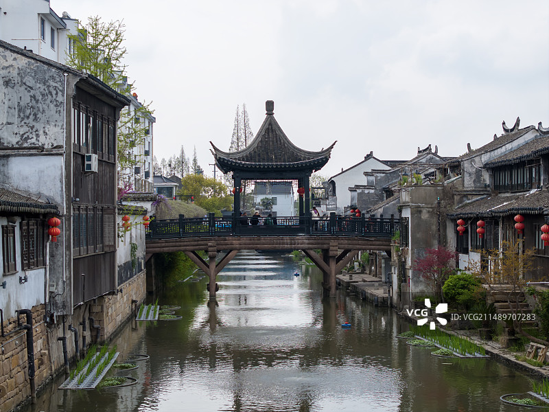 航拍太仓沙溪古镇图片素材