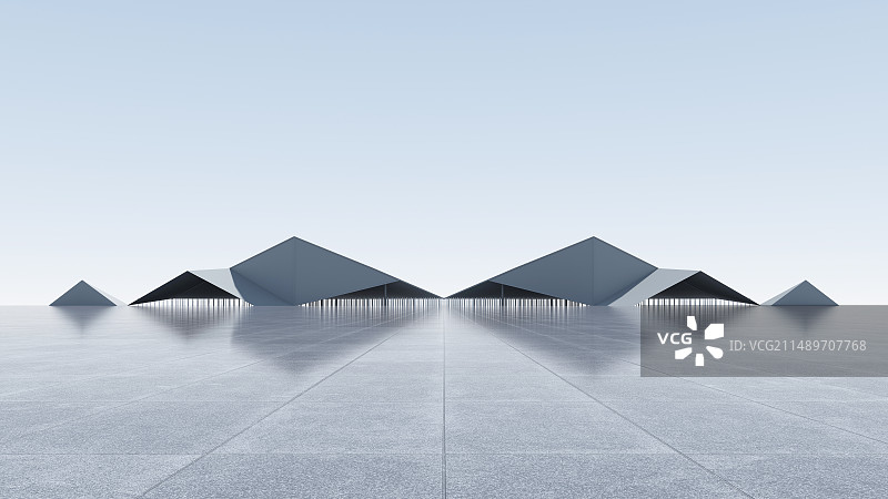 3D现代城市建筑及广场空地背景图图片素材