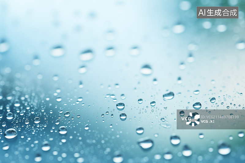 【AI数字艺术】下雨天雨季玻璃上的水珠图片素材