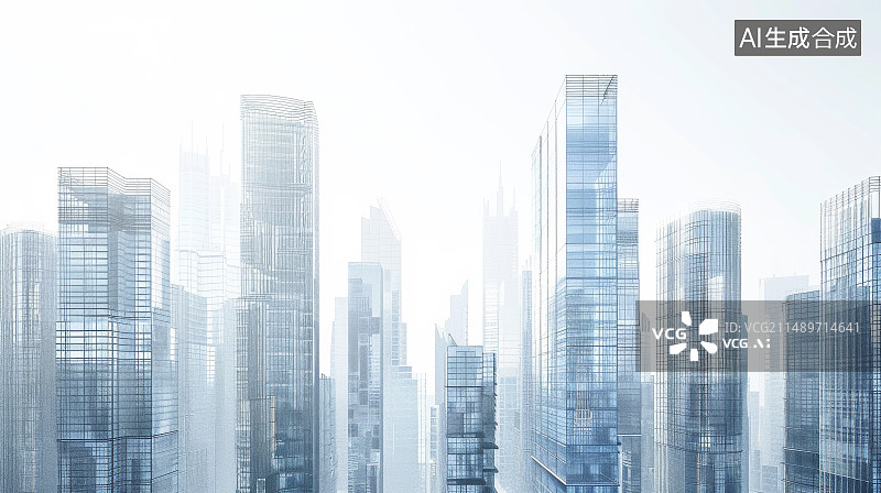 【AI数字艺术】低视角摩天大楼图片素材
