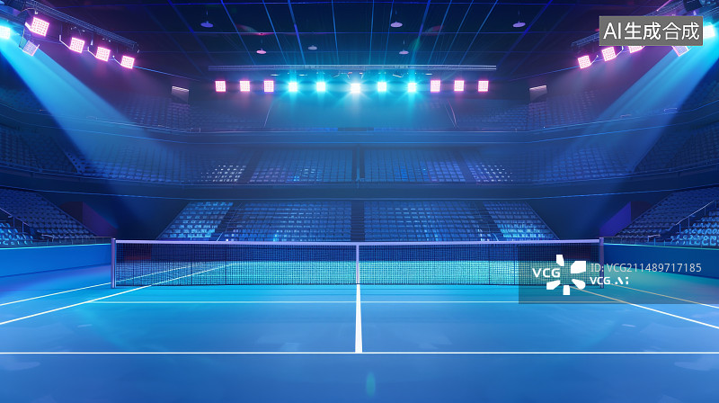 【AI数字艺术】灯光下的网球场图片素材