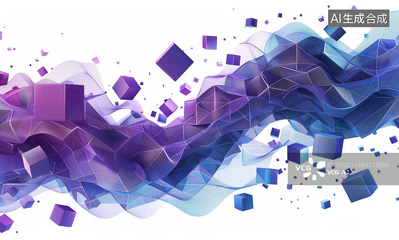 【AI数字艺术】紫色方块科技背景图片素材