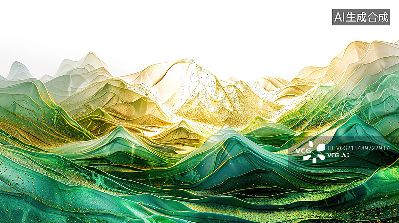【AI数字艺术】只此青绿中式山水画图片素材