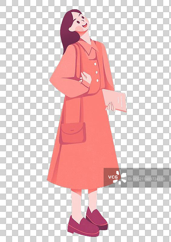 文艺女孩穿搭服装站姿清新插画元素图片素材