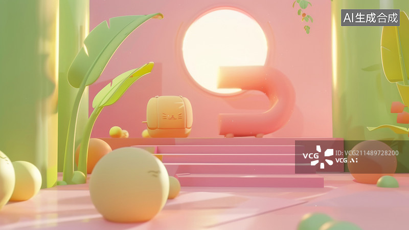【AI数字艺术】3d清新卡通场景图图片素材