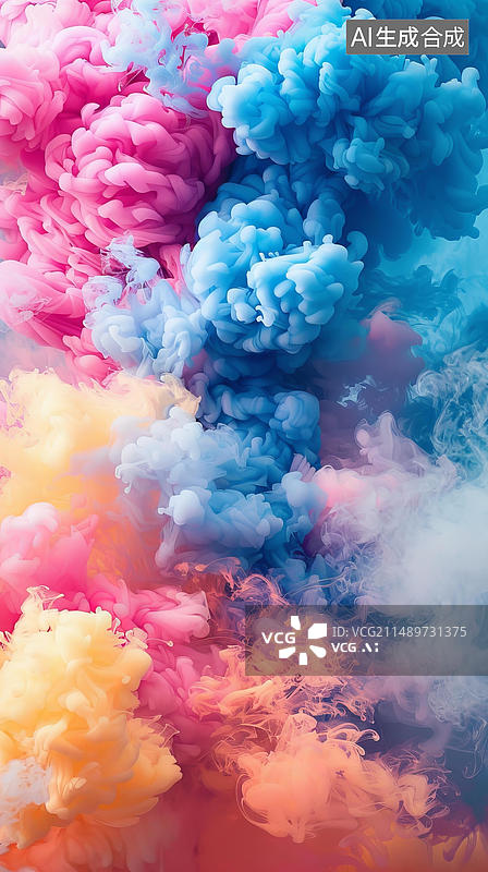 【AI数字艺术】七彩烟雾爆炸图片素材