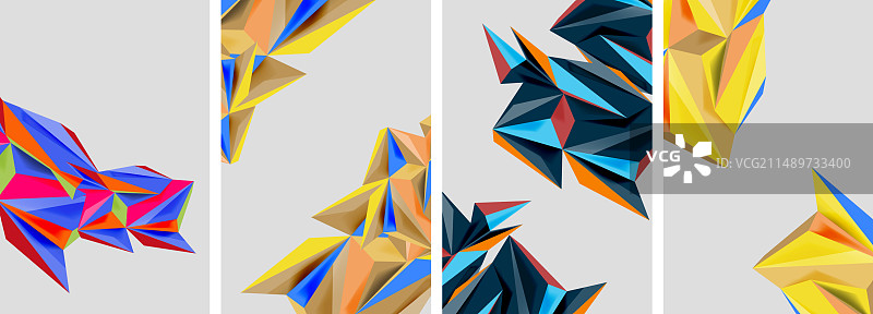 一套马赛克三角形图案抽象海报图片素材