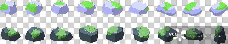 苔藓石头图标集2.5D沼泽图片素材