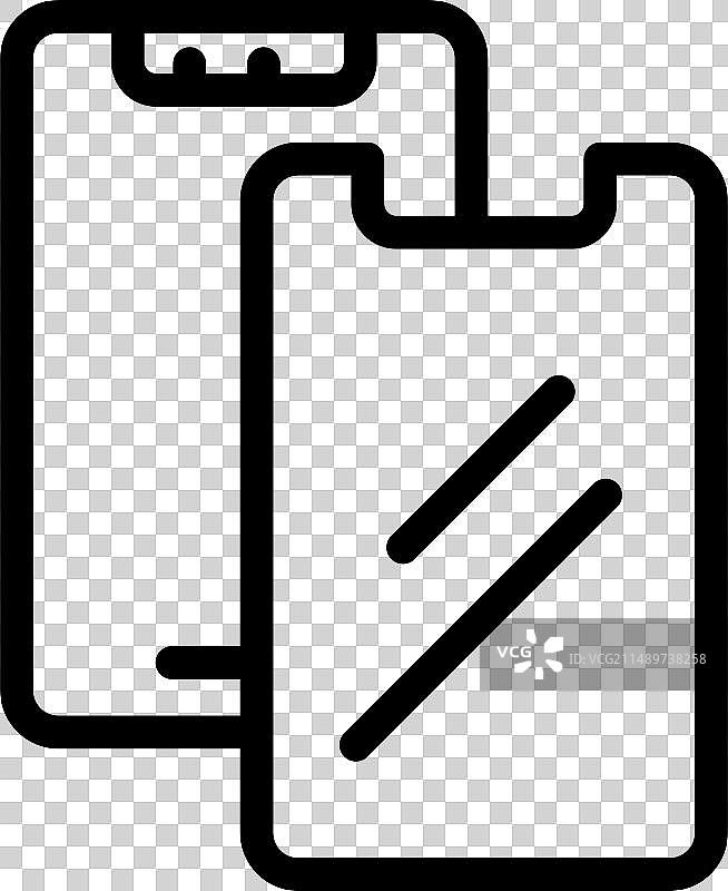 钢化手机玻璃破损图标轮廓图片素材