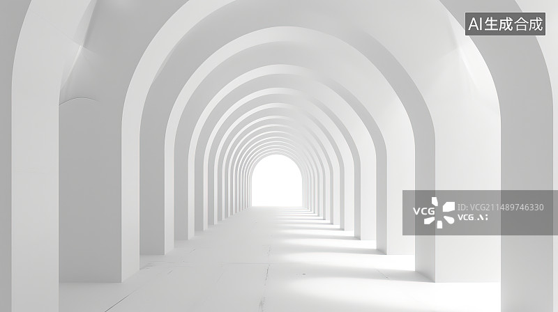 【AI数字艺术】白色现代建筑室内空间图片素材