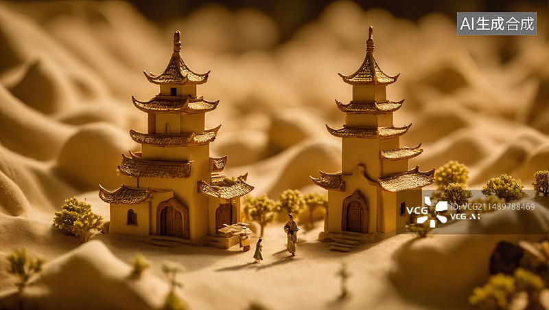 【AI数字艺术】中国古典风格微缩景观图片素材