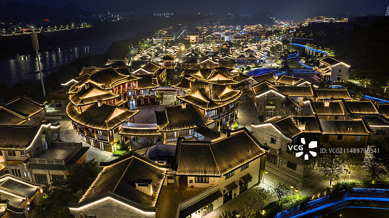 广西崇左市太平古镇夜景图片素材