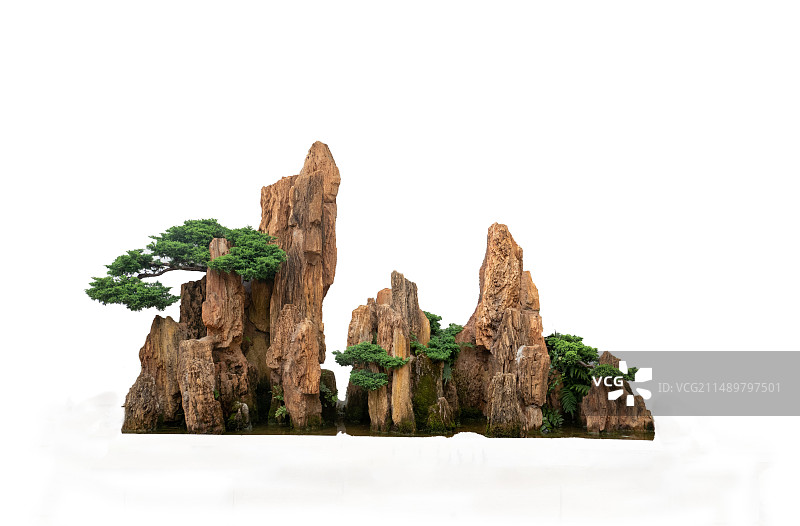 山水盆景特写图片素材