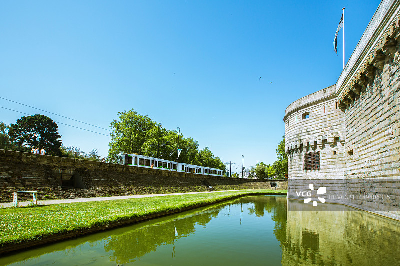 欧洲法国南特市轨道电车交通景观图片素材