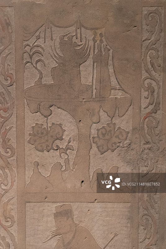 东汉-门框画像石1组-吕梁市离石区文旅局藏-清华艺博图片素材