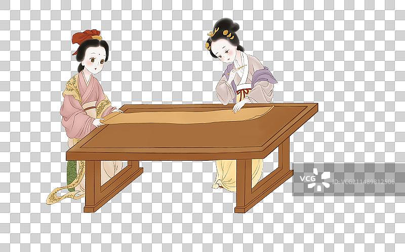 姐妹俩写字画画元素图片素材