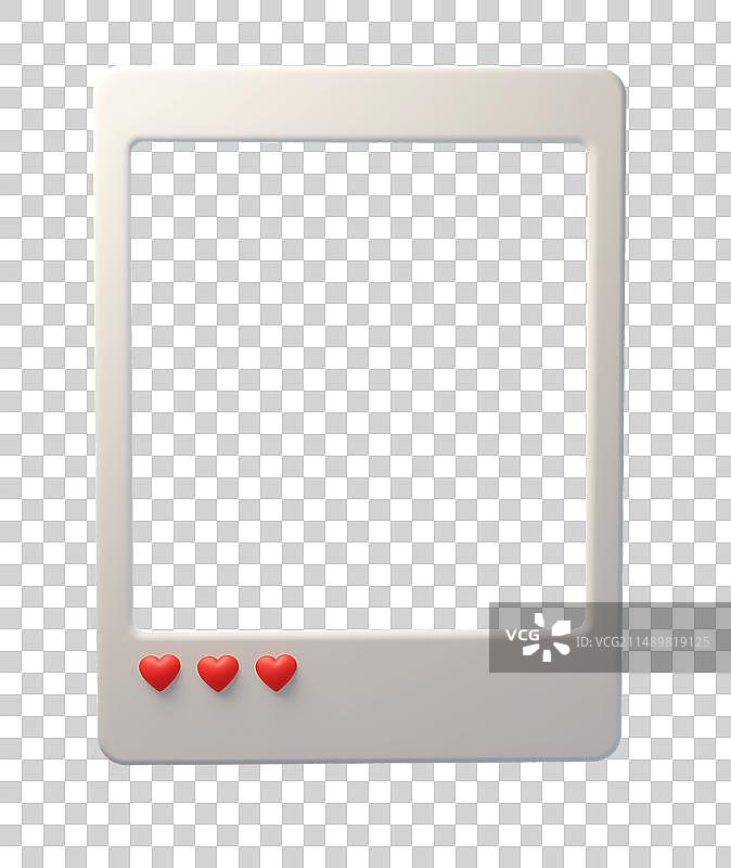 空白的爱心边框三维图形元素图片素材