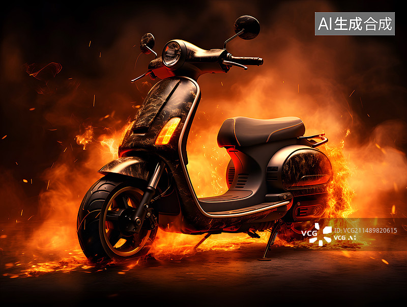 【AI数字艺术】电动自行车起火图片素材