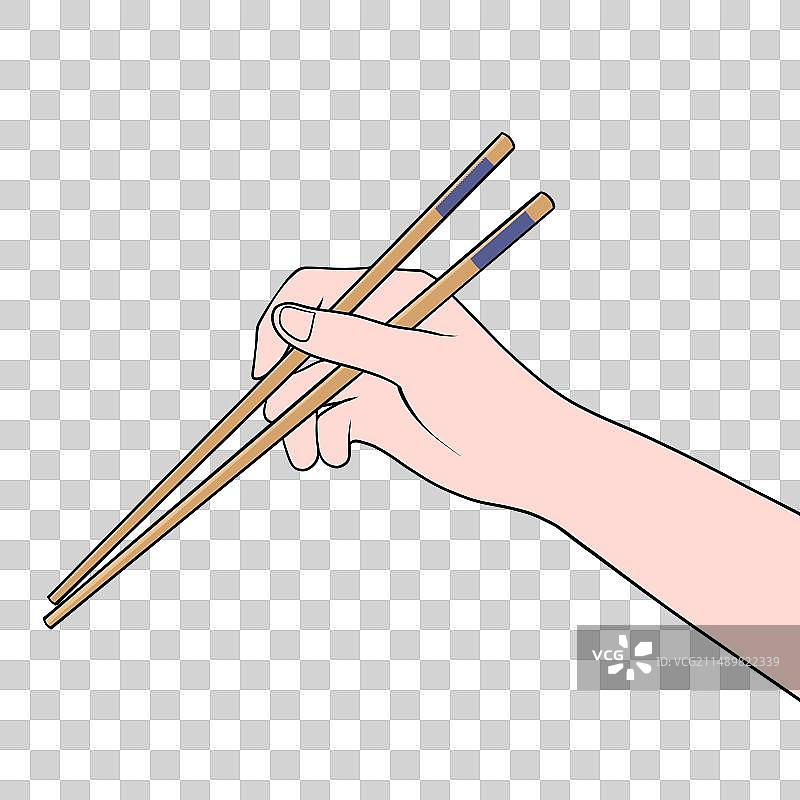 手拿筷子手绘插画图片素材