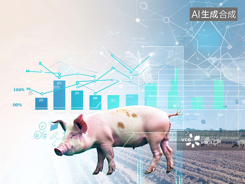 【AI数字艺术】生猪养殖金融科技感背景图片素材