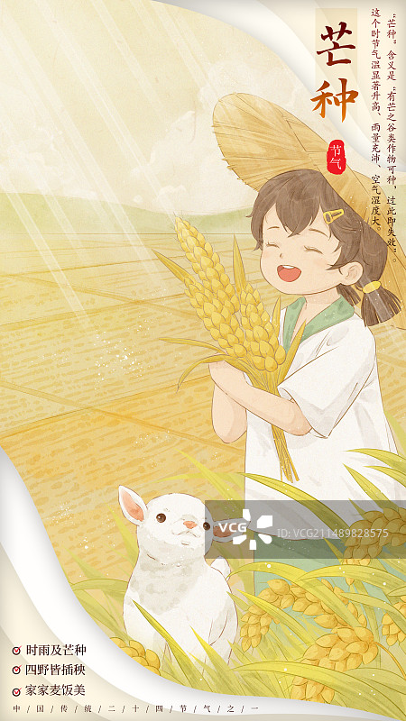 中国风唯美二十四节气芒种插画图片素材