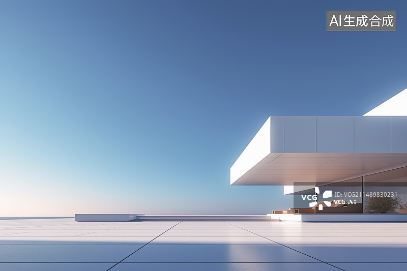 【AI数字艺术】现代简约风格的建筑风光及地面图片素材