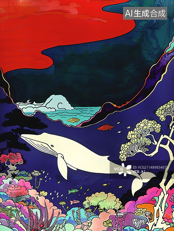 【AI数字艺术】海洋生物鲸鱼图片素材