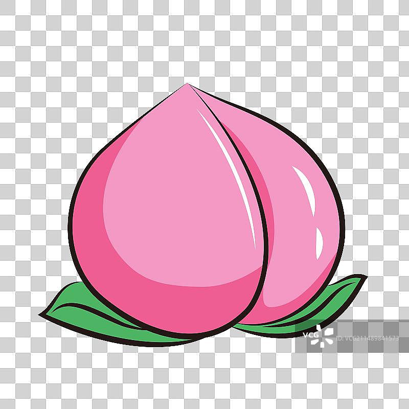 扁平寿桃黑边矢量图片素材