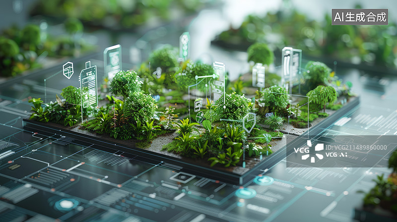 【AI数字艺术】智能化种植概念插画图片素材