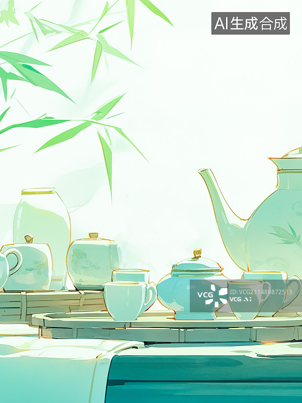 【AI数字艺术】春茶节，竹林煮茶，喝茶饮茶图片素材