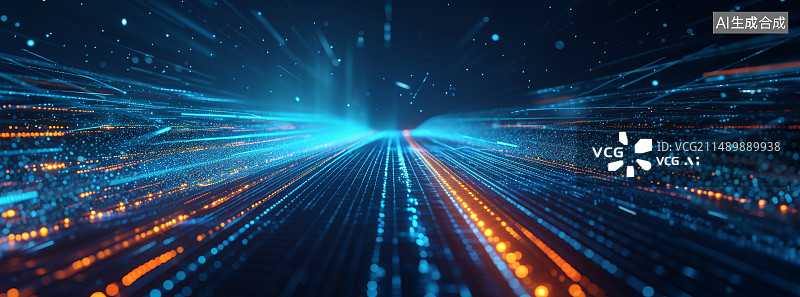 【AI数字艺术】蓝色虚拟数据空间科技背景图片素材