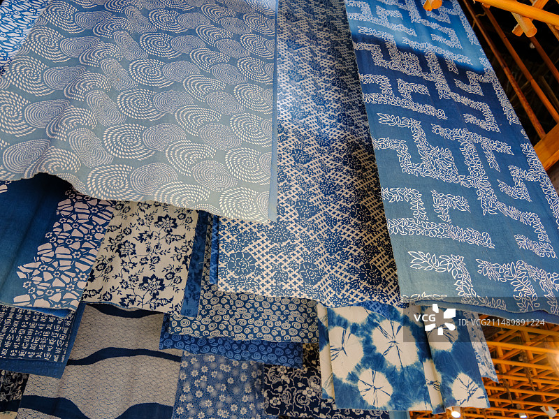 中国浙江嘉兴桐乡市乌镇（江南水乡古镇）西栅景区宏源泰号染坊图片素材