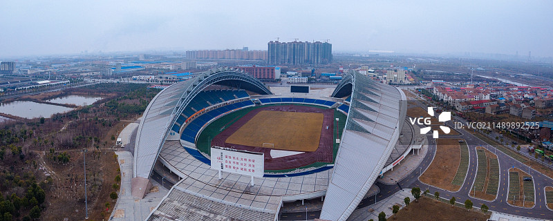 黄冈 体育中心 黄州区 南湖路 雄峰科技园 航拍图片素材