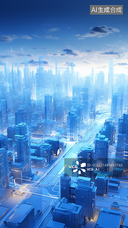 【AI数字艺术】科技概念智慧城市插画图片素材