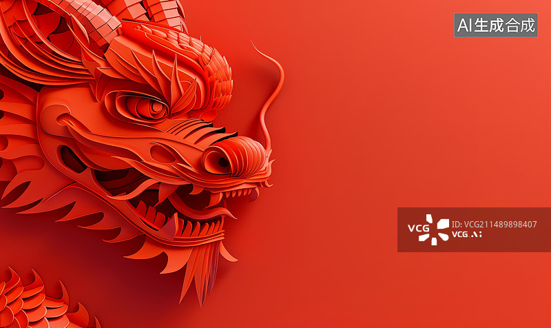 【AI数字艺术】龙剪纸图片素材