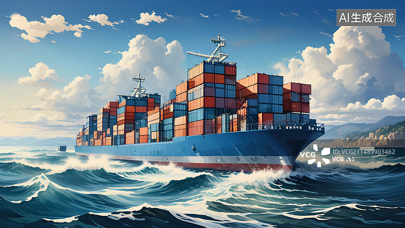 【AI数字艺术】海运概念插画图片素材