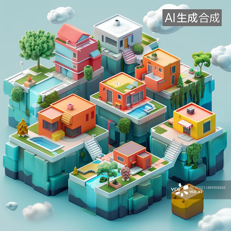 【AI数字艺术】环境中的一系列房屋图片素材