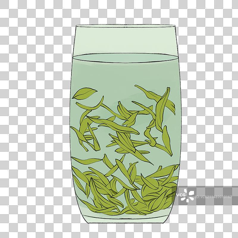 泡茶茶杯茶叶手绘插画图片素材
