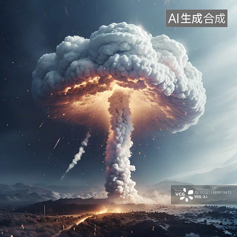 【AI数字艺术】核爆炸场景，蘑菇云图片素材