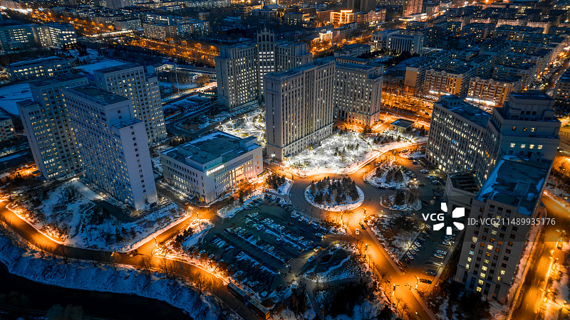 从林大上空俯瞰哈尔滨图片素材