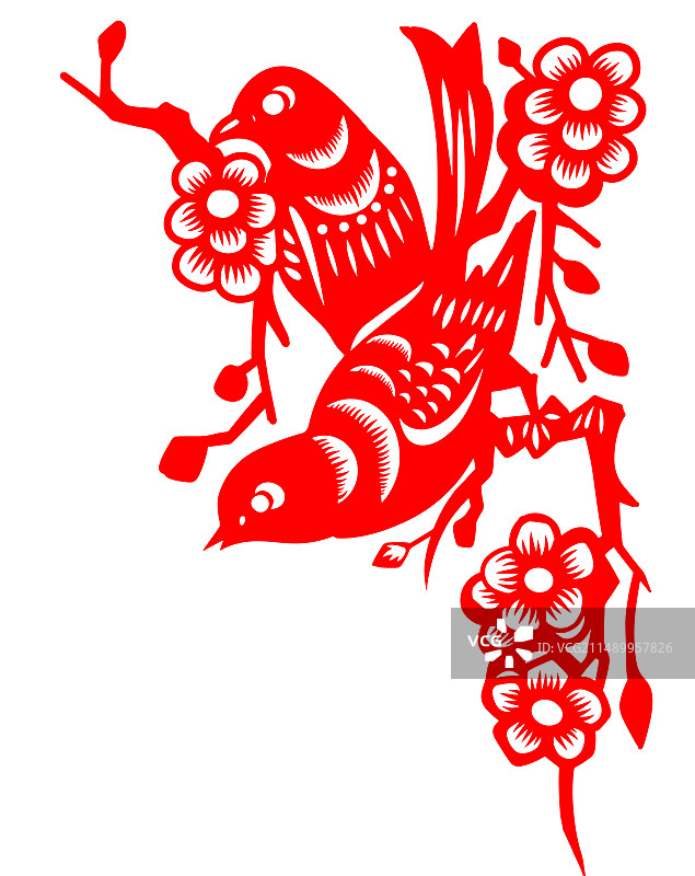 中国风喜鹊剪纸插画图片素材