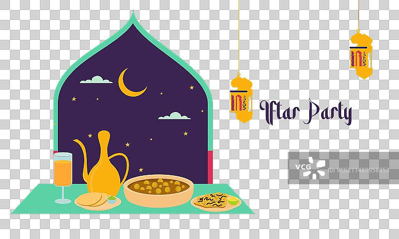 开斋节派对庆祝概念宣传单图片素材