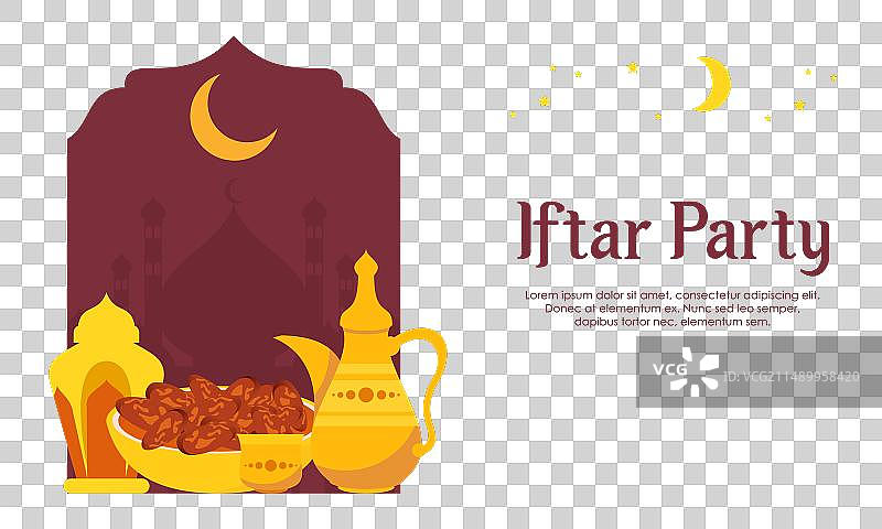 开斋节派对庆祝概念宣传单图片素材